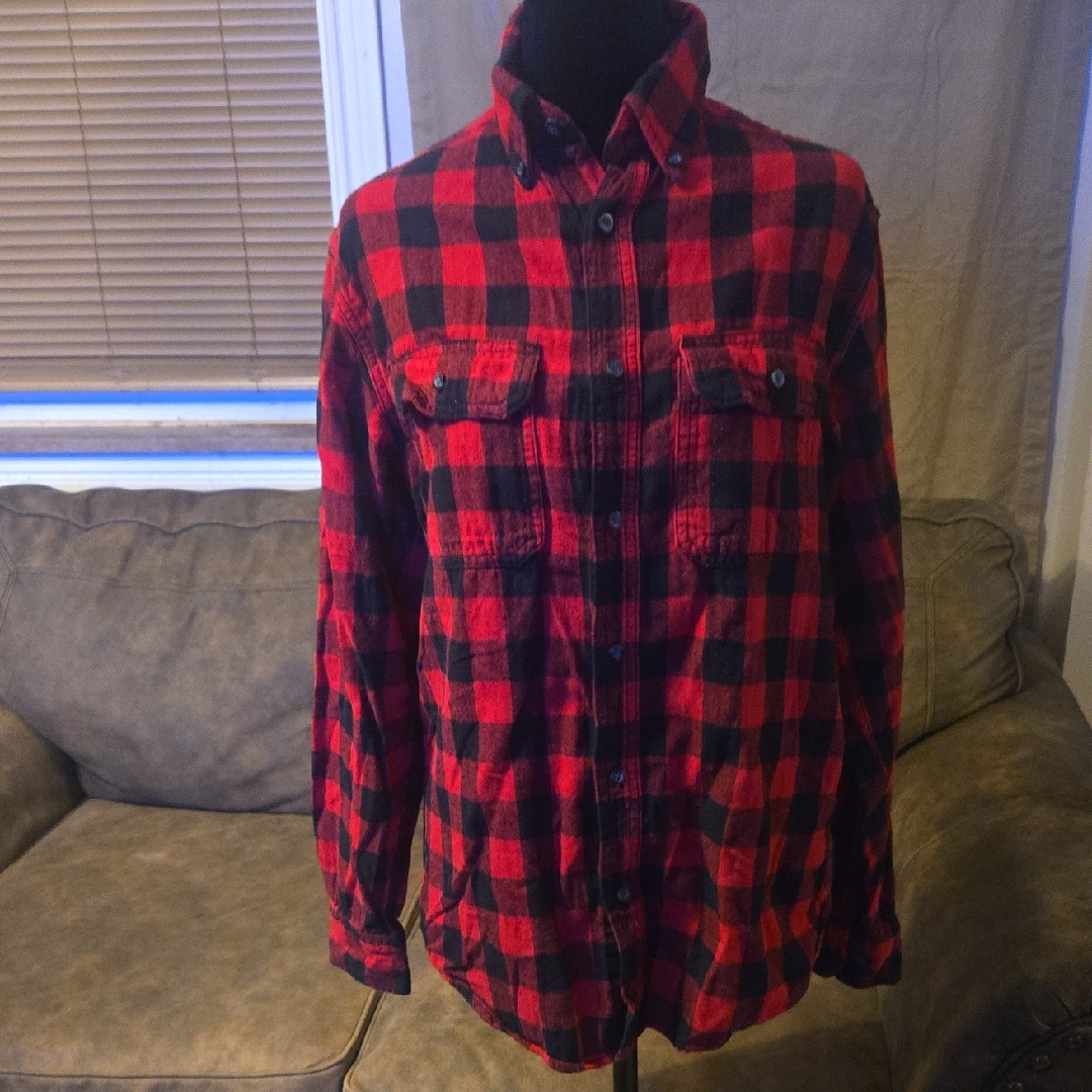Faded Glory Red And Black Checkered Shirt Size S